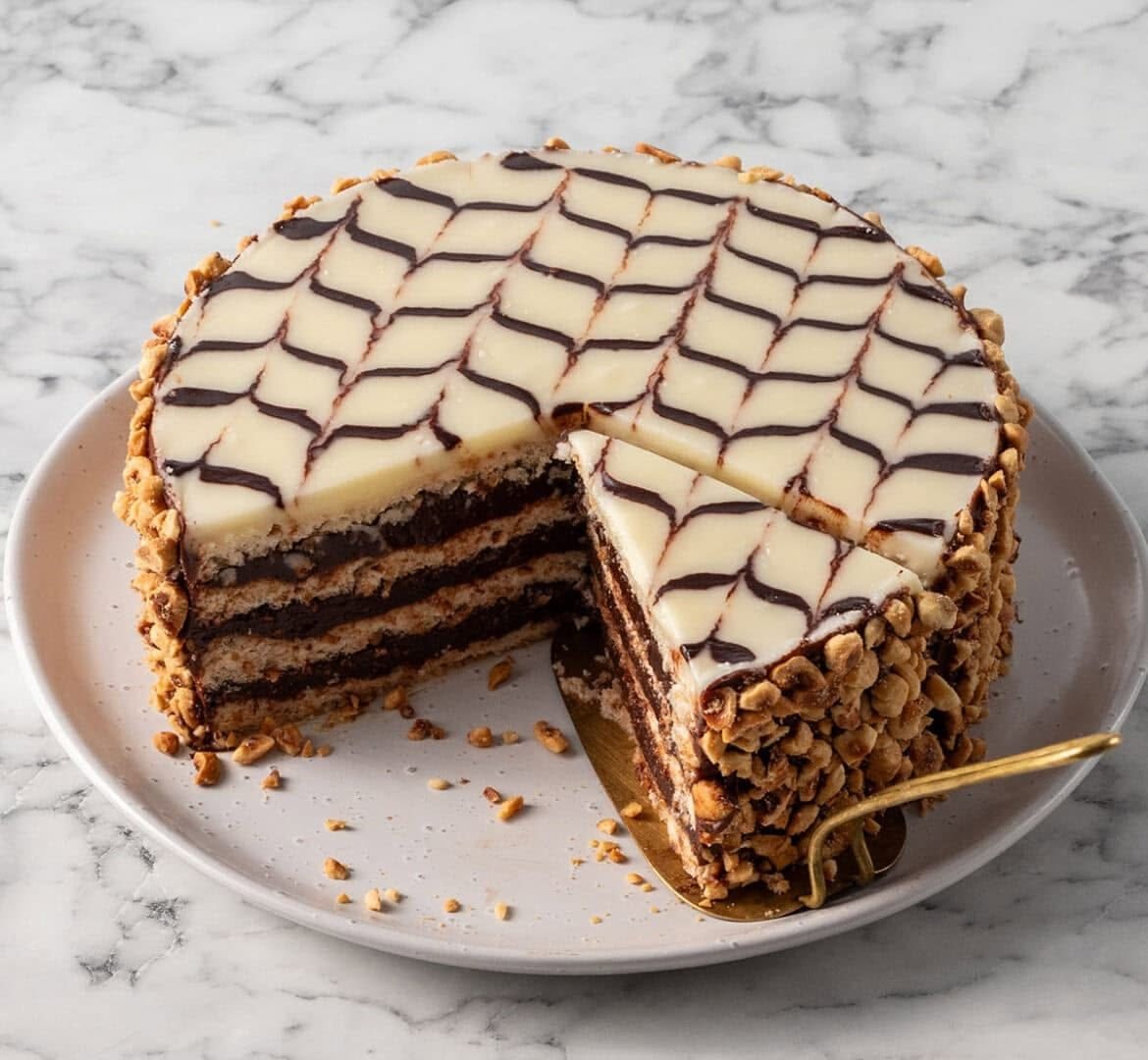 Hazelnut and Chocolate Layer Cake – Hungarian Esterházy Torte 5246980a23295fa5784e59e32b870f8e